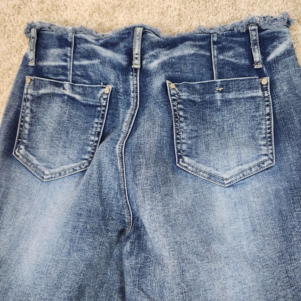 Elite Jeans Curvy High Rise‎ Distressed Skinny Jeans Button Fly Blue 13/14 - Picture 9 of 10
